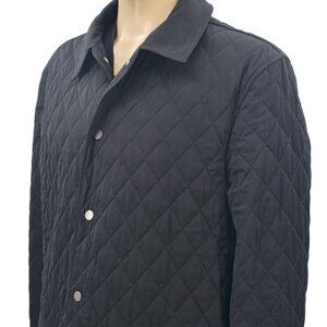 J.Hilburn Quilted Black Jacket With Snap Closure & Pockets, Mens XL